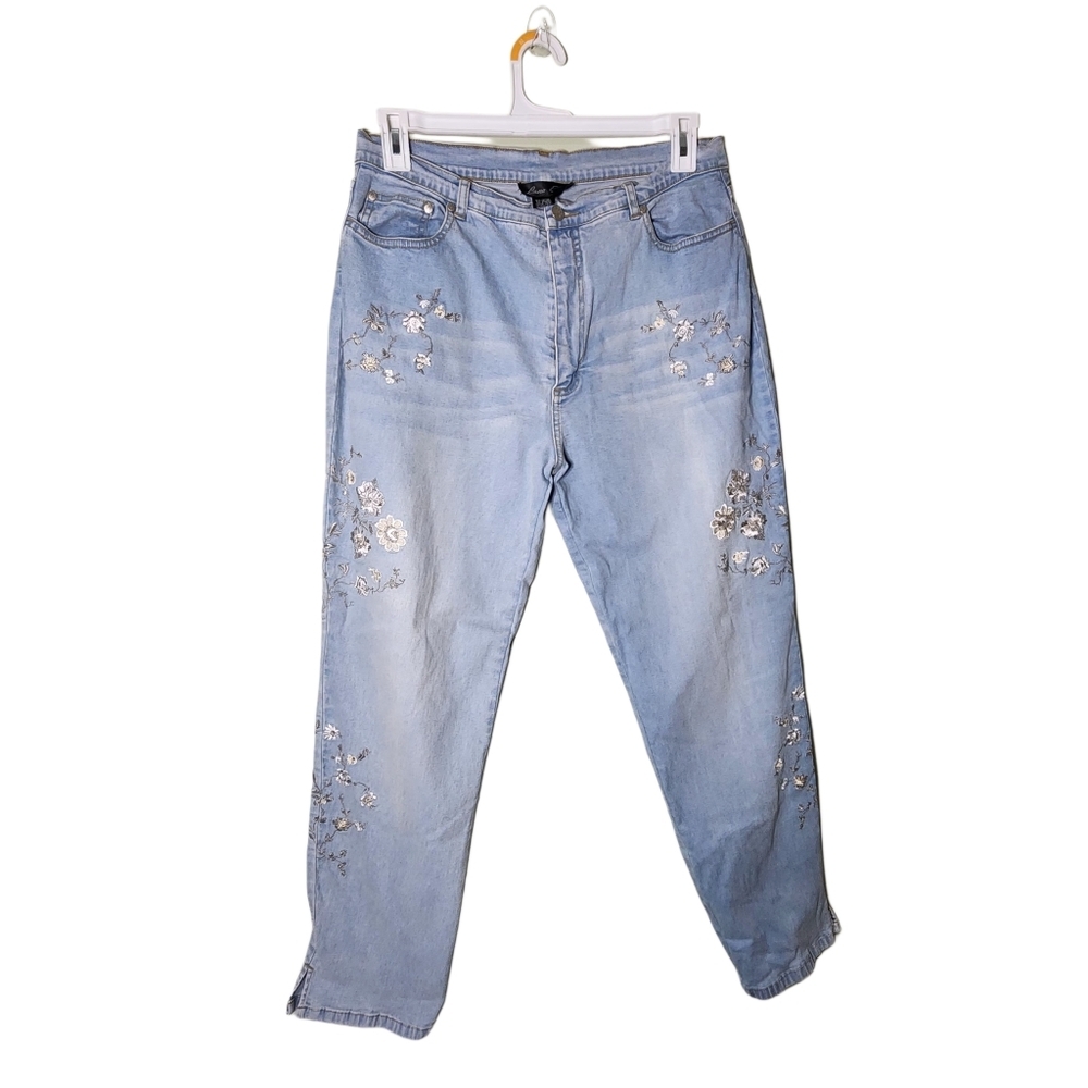 Lana Erica light blue embroidered jeans size 14 y2k 90's vibe jeans floral